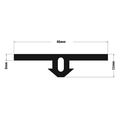 61-070-0 MODULAR SOLUTIONS PVC COVER PROFILE<br>FLAT RUBBER W/RIDGES, CUT TO ANY LENGTH PRICE / METER SHOWN